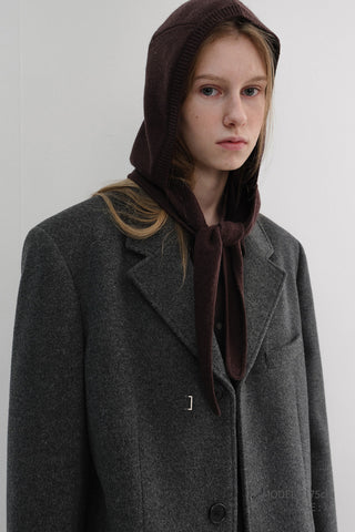 UNISEX 2-WAY 3 BUTTON CASHMERE COAT CHARCOAL GREY