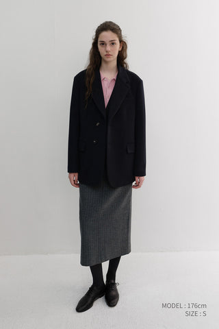 H-LINE LONG SKIRT GREY STRIPE
