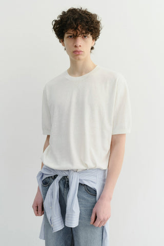 UNISEX LINEN CREWNECK KNIT WHITE