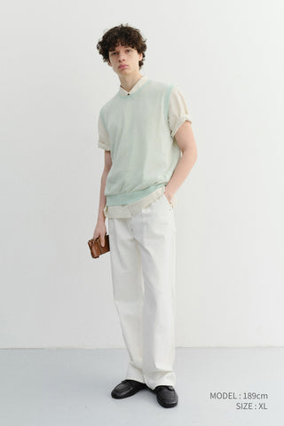 UNISEX SHEER LAYERING KNIT VEST MINT