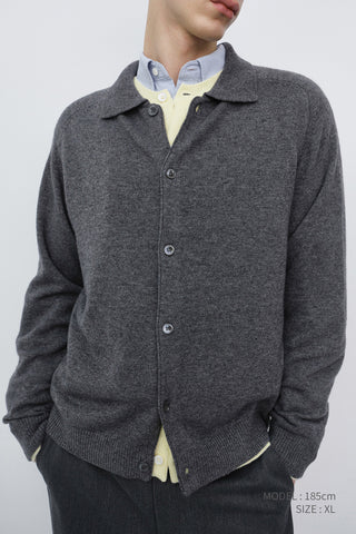 UNISEX COLLARED KNIT CARDIGAN MELANGE GREY