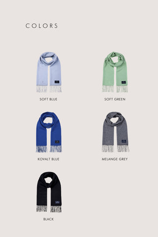 FRINGED CASHMERE MUFFLER SOFT GREEN