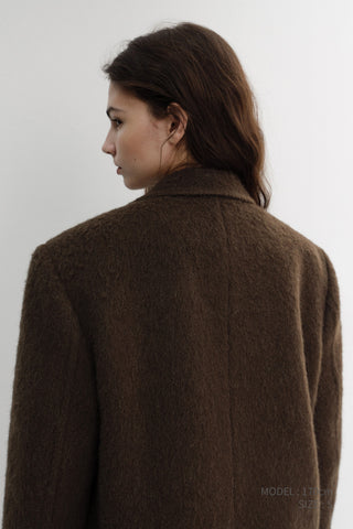 UNISEX ALPACA BLAZER COAT BROWN