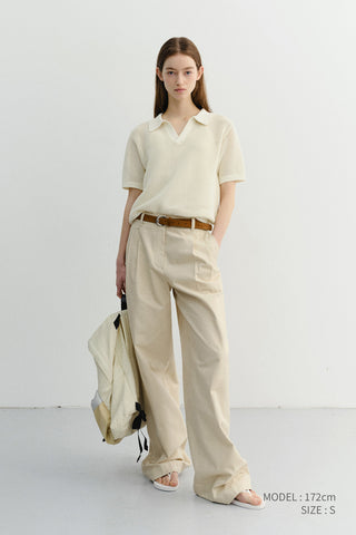 SUMMER DOUBLE PLEATED CHINO SLACKS BEIGE