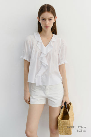 RUFFLE BLOUSE WHITE