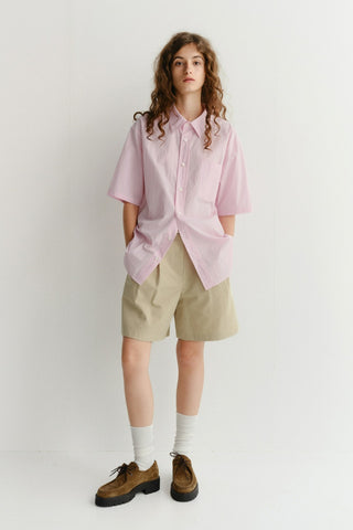 UNISEX OVERSIZED HALF SLEEVE SHIRT SOFT PINK