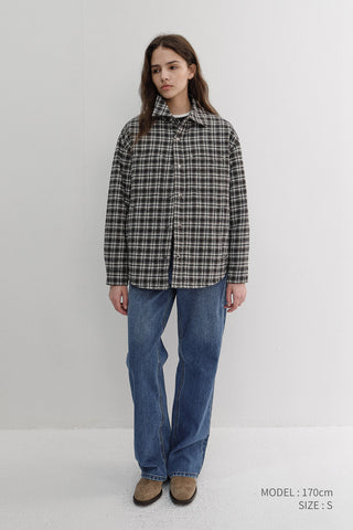UNISEX QUILTED FLANNEL SHIRT BLACK CHECK