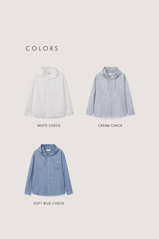 UNISEX CLASSIC HOODED SHIRT CREAM CHECK