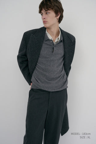 UNISEX TAILORED DOUBLE-BREASTED COAT CHARCOAL GREY PATTERN