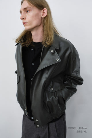 UNISEX CROPPED ALTER-LEATHER BLOUSON GREYISH KHAKI