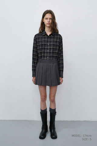 PLEATS MINI STRIPED SKIRT GREY STRIPE