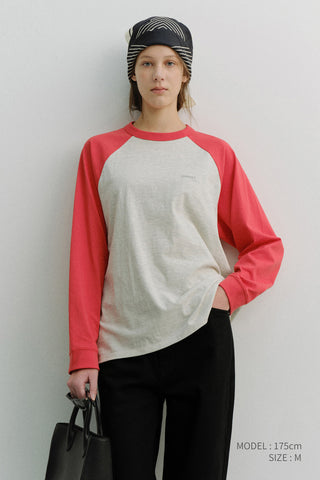 UNISEX RAGLAN T-SHIRT RED OATMEAL MELANGE