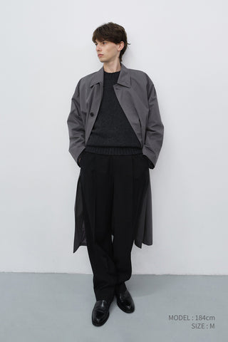 PLEATED SEMI-WIDE SLACKS BLACK