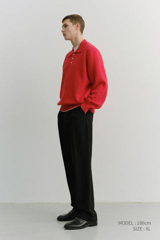 UNISEX CASHMERE COLLARED SWEATER RED