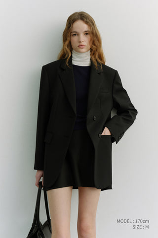 ESSENTIAL 2 BUTTON WOOL BLAZER BLACK