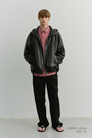 UNISEX ALTER-LEATHER WINDBREAKER BLACK