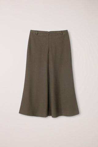 FLUID LONG SKIRT KHAKI BROWN