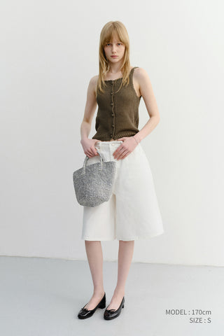 RELAXED BERMUDA DENIM SHORTS IVORY