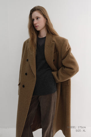 UNISEX TAILORED DOUBLE-BREASTED COAT CAMEL