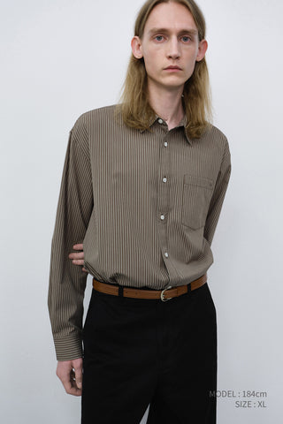 UNISEX INFORMAL SHIRT BROWN STRIPE