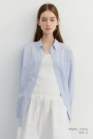 UNISEX CLASSIC STRIPED BD OVERSHIRT BLUE
