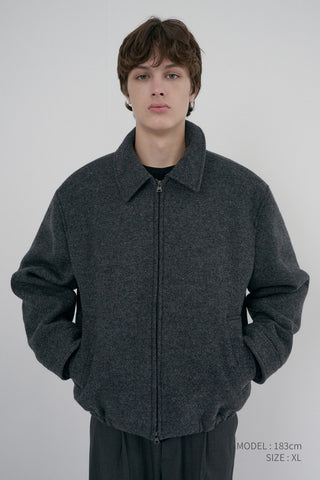 UNISEX COLLARED WOOL BLOUSON CHARCOAL GREY