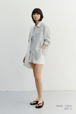 UNISEX SEERSUCKER BD SHIRT IVORY CHECK