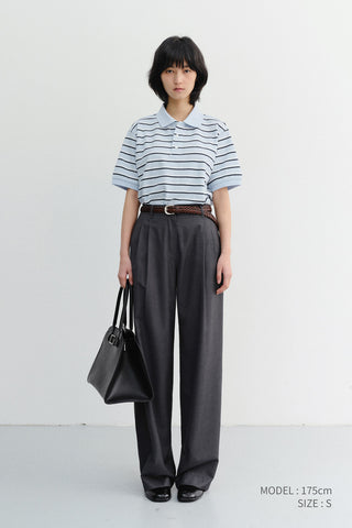 SUMMER DOUBLE PLEATED CHINO SLACKS CHARCOAL GREY