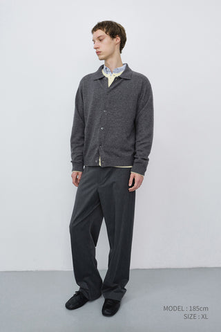 UNISEX COLLARED KNIT CARDIGAN MELANGE GREY