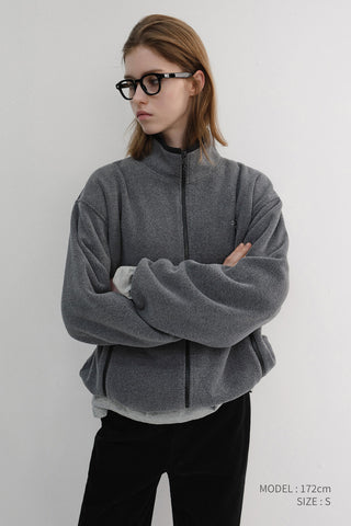 UNISEX ZIP-UP FLEECE SWEATSHIRT CHARCOAL GREY