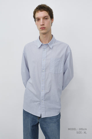 UNISEX INFORMAL SHIRT SOFT BLUE GREY STRIPE