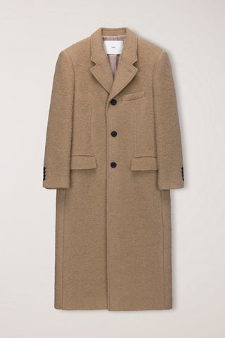 UNISEX 2-WAY 3 BUTTON BOUCLE WOOL COAT CAMEL