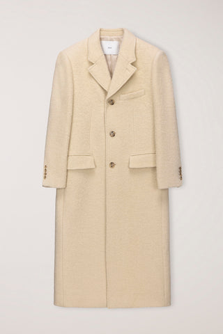 UNISEX 2-WAY 3 BUTTON BOUCLE WOOL COAT BUTTER CREAM