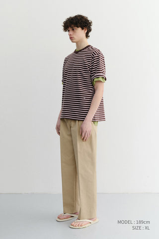 UNISEX STRIPED T-SHIRT BROWN PINK