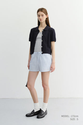 PAJAMA MINI SHORTS SOFT BLUE STRIPE