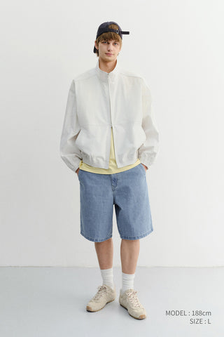 UNISEX LINEN DENIM SHORTS LIGHT BLUE