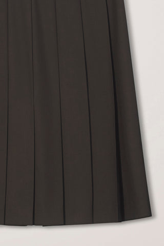 PLEATS LONG SKIRT BROWN
