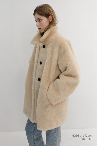 FLUFFY FUR JACKET CREAM BEIGE