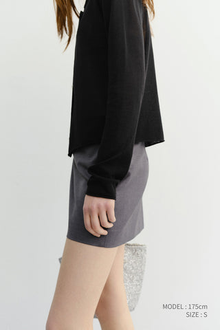 SUMMER ESSENTIAL CREWNECK CARDIGAN BLACK