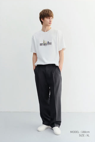 UNISEX APPLIQUE YACHT T-SHIRT OFF WHITE