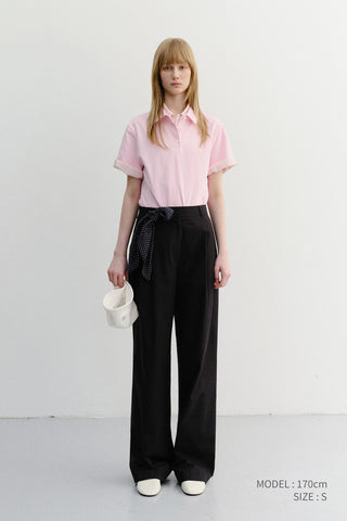 SUMMER DOUBLE PLEATED CHINO SLACKS BLACK