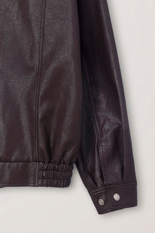UNISEX ALTER-LEATHER ZIP-UP BLOUSON DARK BROWN