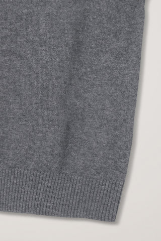 ESSENTIAL CREWNECK KNIT CARDIGAN MELANGE GREY