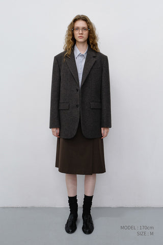UNISEX CLASSIC 2 BUTTON WOOL BLAZER CHARCOAL BROWN