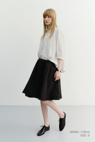 LACED MIDI FULL SKIRT BLACK