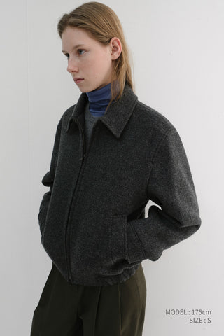 UNISEX COLLARED WOOL BLOUSON CHARCOAL GREY