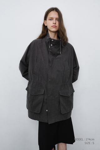 UNISEX MODERN FIELD JACKET WASHED CHARCOAL GREY