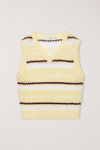 UNISEX CHUNKY STRIPED KNIT VEST BUTTER