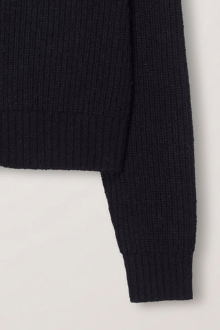 UNISEX HIGH NECK BUTTON CARDIGAN BLACK