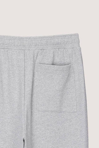 UNISEX LEATHER LOGO WIDE SWEAT PANTS MELANGE GREY